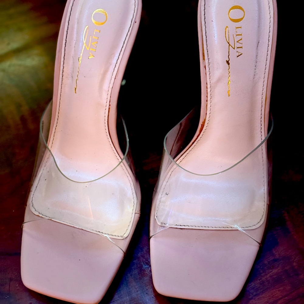 Size 6 1/2 Olivia Rae clear stiletto heels